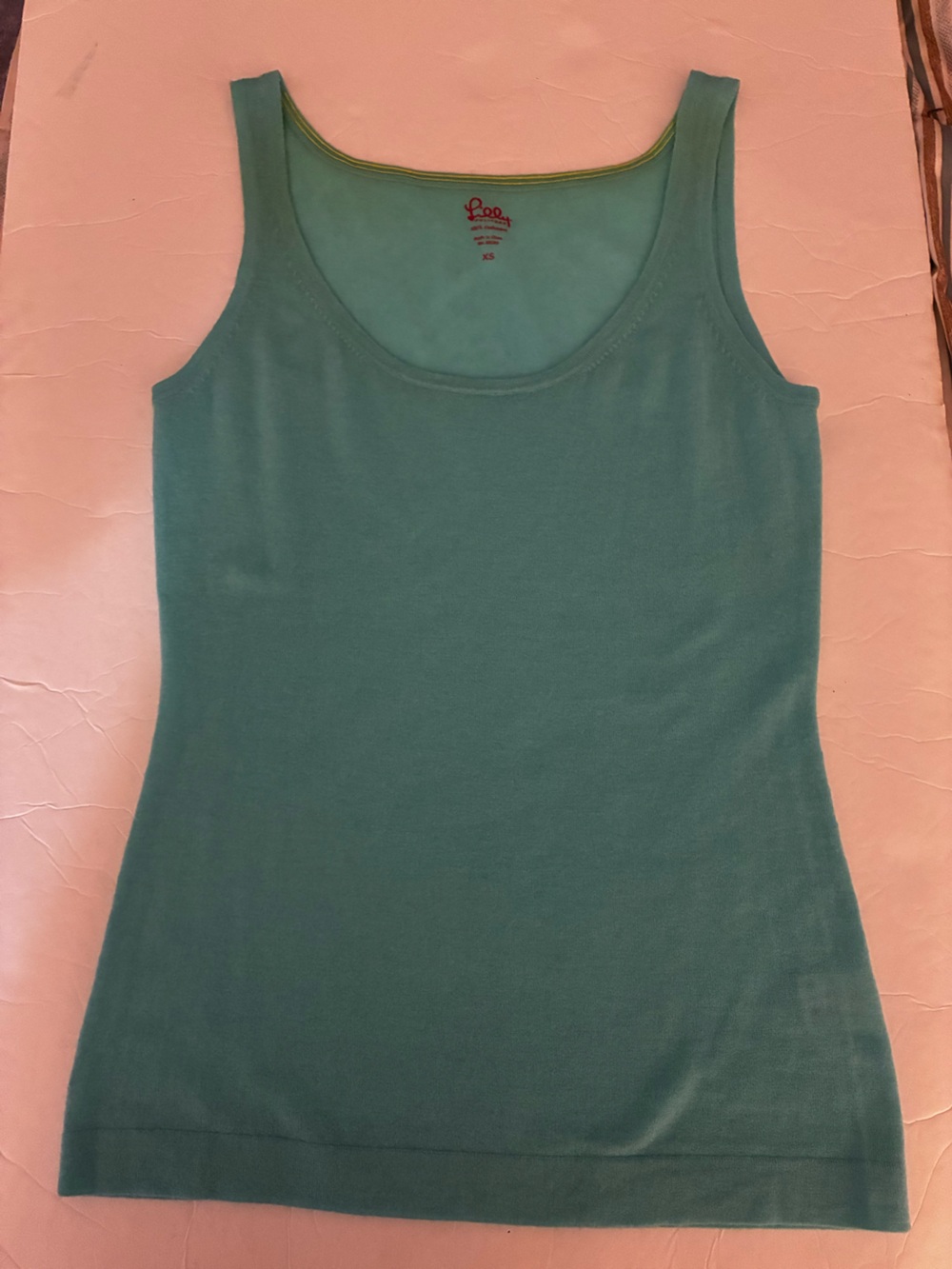 Lilly Pulitzer 100% Cashmere Tank Top Aqua XS Luxury Old Hollywood Classic Soft